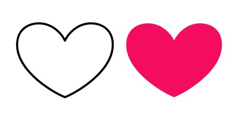 Poster - Icon heart contour shape and red color. Favorite icon for online store interface design, app, web design, ui.