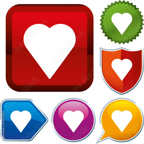 Set shiny icon series on buttons. Heart.