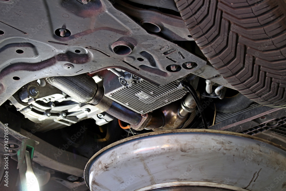 car engine oil change in mechanical workshop Stock Photo | Adobe Stock