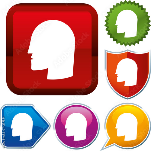 Set shiny icon series on buttons. Man head.