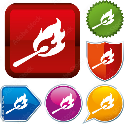 Set shiny icon series on buttons. Fire match.