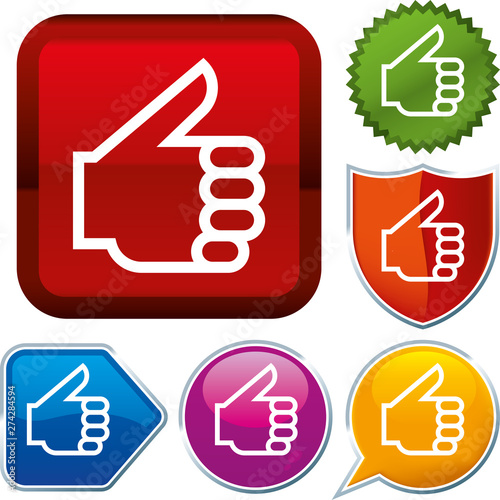 Set shiny icon series on buttons. Thumbs up.