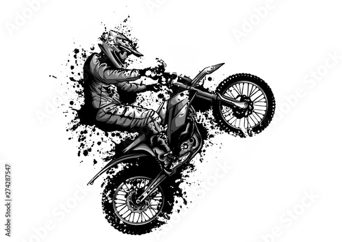Cuadros en Lienzo motocross rider ride the motocross bike vector illustration