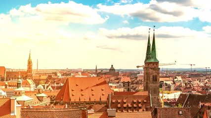 Wall Mural - Panoramic Time-lapse view of the city of Nuremberg in Bavaria, Germany.