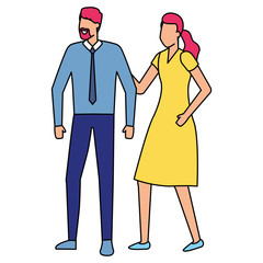 Wall Mural - business man and woman characters