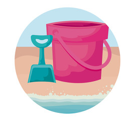 Wall Mural - shovel and bucket toy in beach