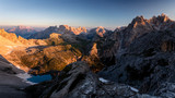 Fototapeta Na sufit - Panorama of dolomites near Tre cime di lavadero as seen from büllelejoch at golden hour