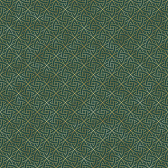 Gold Celtic Knot Seamless Pattern - Beautiful gold Celtic knot design on green background