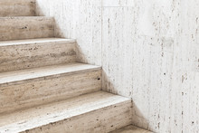 Empty Stairway Decorated With Porous Stone