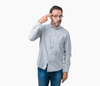 © Krakenimages.com - Handsome middle age elegant senior man wearing glasses over isolated background Shooting and killing oneself pointing hand and fingers to head, suicide gesture.