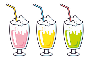 Wall Mural - Milkshake glass set isolated