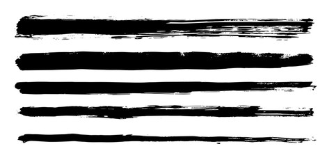 Set of hand drawn grunge brush strokes. Black ink grunge brush strokes. Vector illustration.