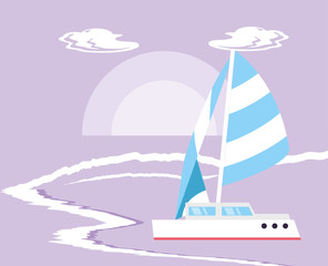 Poster - sailboat travel in the beach