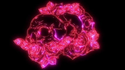 Poster - Skull with flowers, with roses laser animation