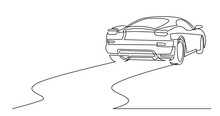 Continuous Line Drawing Of Rear View Of Sport Car