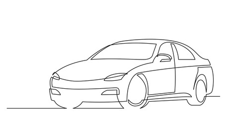 Sticker - continuous line drawing of modern beautiful car