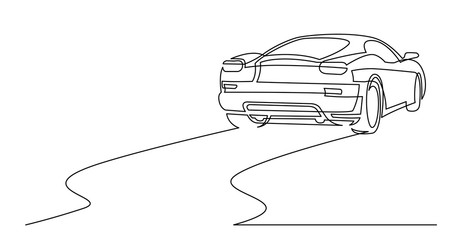 Sticker - continuous line drawing of rear view of sport car