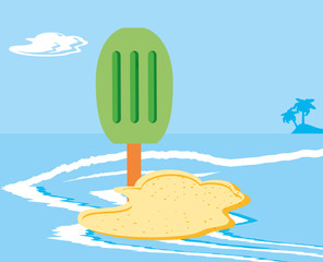 Wall Mural - refresh ice cream with stick in the beach