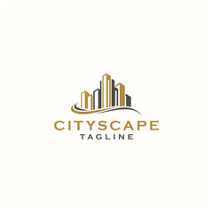 Wall Mural - cityscape logo skyline landscape illustration vector icon download
