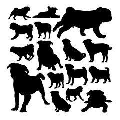 Wall Mural - Pug dog animal silhouettes. Good use for symbol, logo, web icon, mascot, sign, or any design you want.