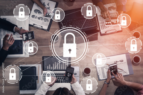 Cuadros en Lienzo Cyber Security and Digital Data Protection Concept