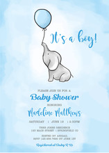 Cute Elephant Baby Shower Birthday Watercolor