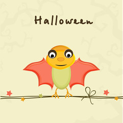 Sticker - Halloween party celebration poster with colorful bat.