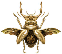 Beautiful Steampunk Brass Mechanical Beetle