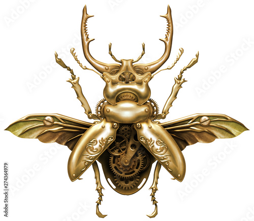 Fotografía Beautiful steampunk brass mechanical beetle