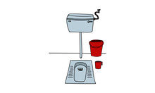 Indian Style Ground Squat Toilet Vector Sketch Illustration