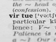 Dictionary Definition Of Word Virtue, Selective Focus.