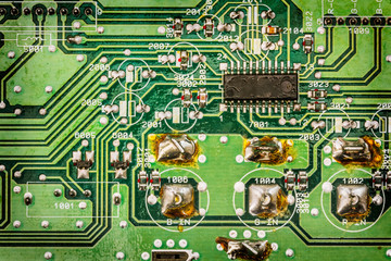 Microcircuit Motherboard Detail Green Vignette Background