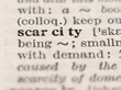 Dictionary definition of word scarcity, selective focus.