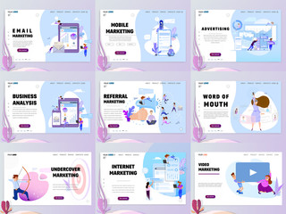 Wall Mural - Types of marketing landing page template set