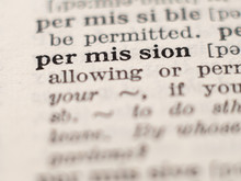Dictionary Definition Of Word Permission, Selective Focus.