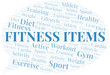 Fitness Items word cloud. Wordcloud made with text only.