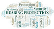 Hearing Protection word cloud. Wordcloud made with text only.