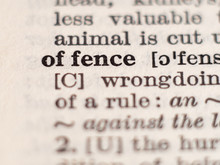 Dictionary Definition Of Word Offence, Selective Focus.