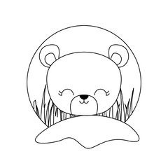 Sticker - head of cute bear animal isolated icon