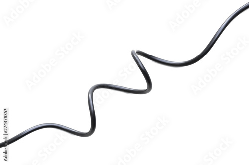 Fotografía black wire electric isolate on white back ground
