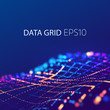Data mesh connection. 3d futuristic background. Energy colorful wave