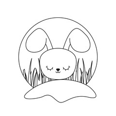 Sticker - head of cute rabbit animal character