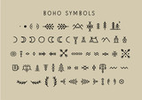 Fototapeta Boho - Vector set of line art symbols for logo design and lettering in boho style