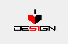 Red Black I Love Design Text Creative Logo Icon Design Concept Idea