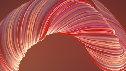 Leinwandbilder - Red colored twisted shape motion graphics background. Computer generated abstract geometric 3D render loop animation. HD resolution.