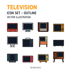 Poster - Television icons. Filled outline style. Television icon set. Vector icon.