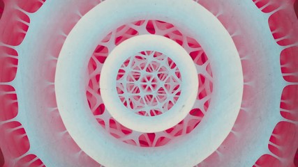 Poster - Futuristic composition of rotation rounded shapes. Computer generated abstract animation with colored forms. Modern covers design with geometric pattern. 3d rendering. 4K, Ultra HD resolution.