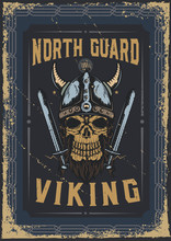Poster Design With Illustration Of A Viking's Skul