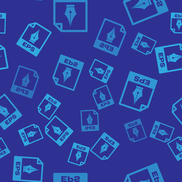 Blue EPS file document icon. Download eps button icon isolated seamless pattern on blue background. EPS file symbol. Vector Illustration
