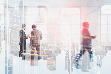 Poster - Business men working, digital interface